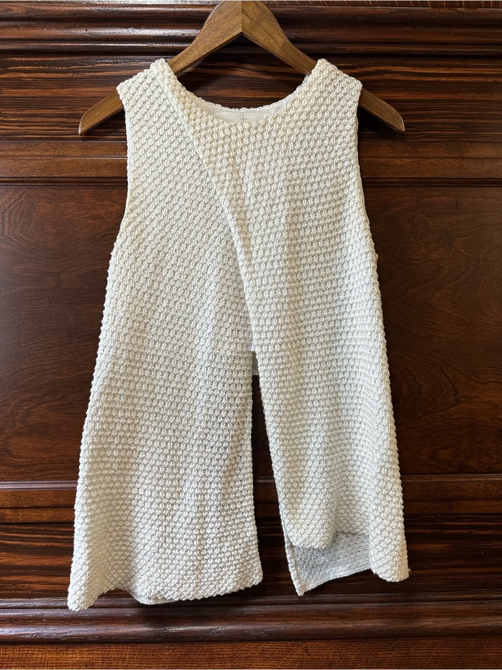 Thakoon Addition Ivory Popcorn Knit Crossover Front Tank Top Size 8